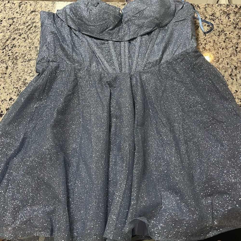 Windsor homecoming dress. Glitter mesh corset skater dress.